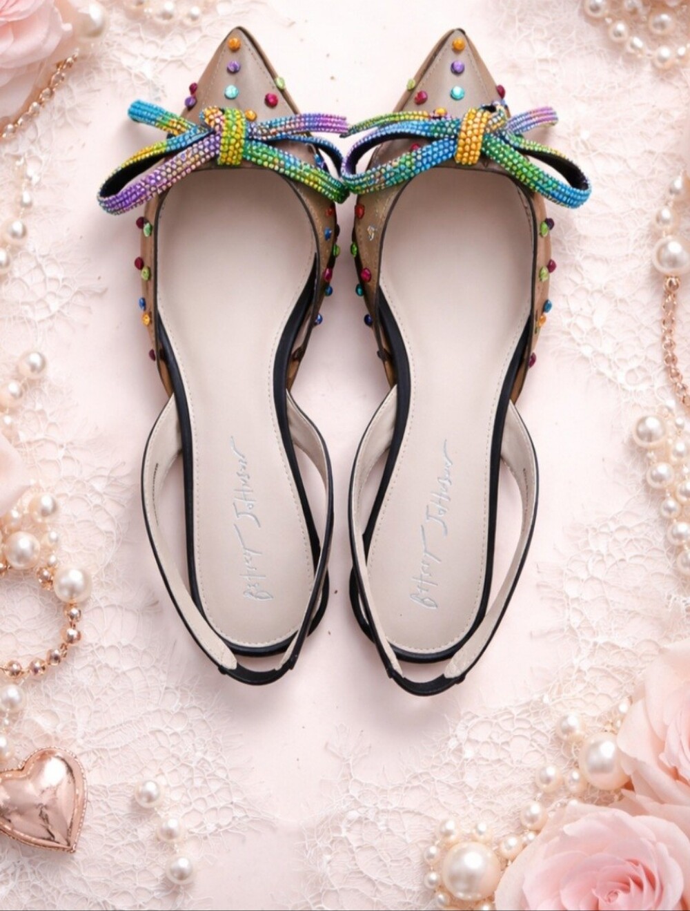 Betsey Johnson PVC Flats With Bows Size 8